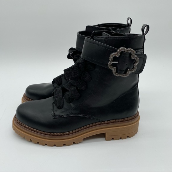 SAM & LIBBY Samantha Combat Boot Color Black with Brown Bottom - Picture 4 of 12